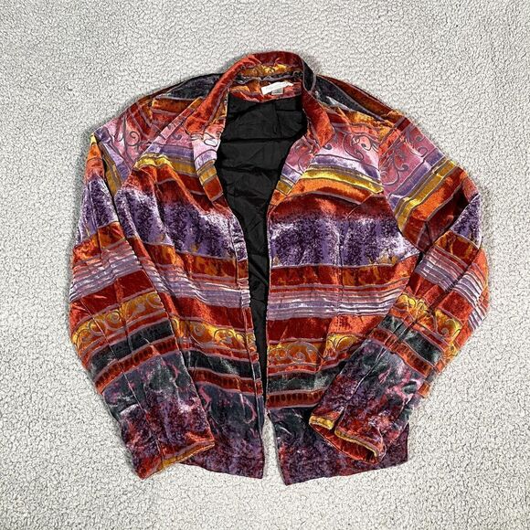 Vintage Coldwater Creek Jacket Women's Velour Western Hippie Boho 90s Large - Picture 1 of 6